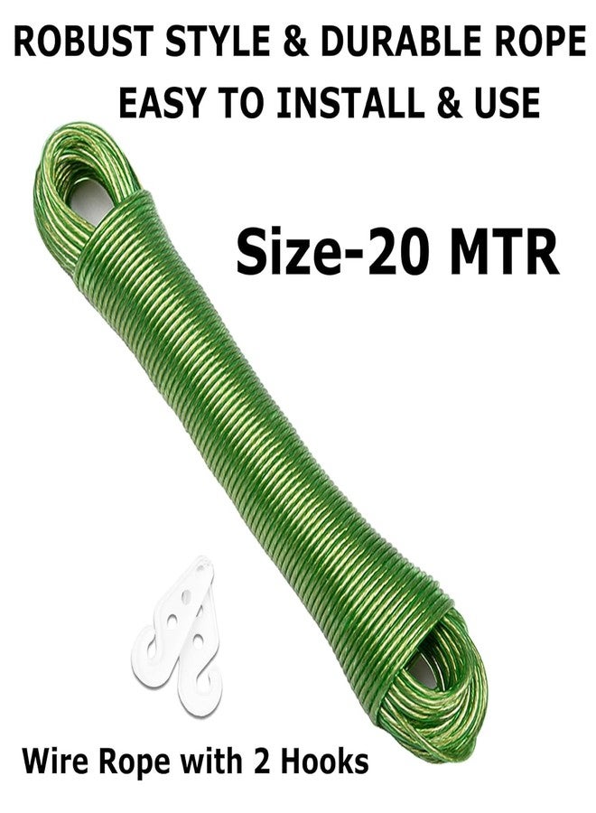 TECEUM Cloth drying rope with hooks 20 Meters - rope for cloth drying | removable cloth line rope | cloth hanging rope | clothes drying rope | cloth rope for drying clothes | TECEUM Outdoors Indoors Crafting DIY - Image 4